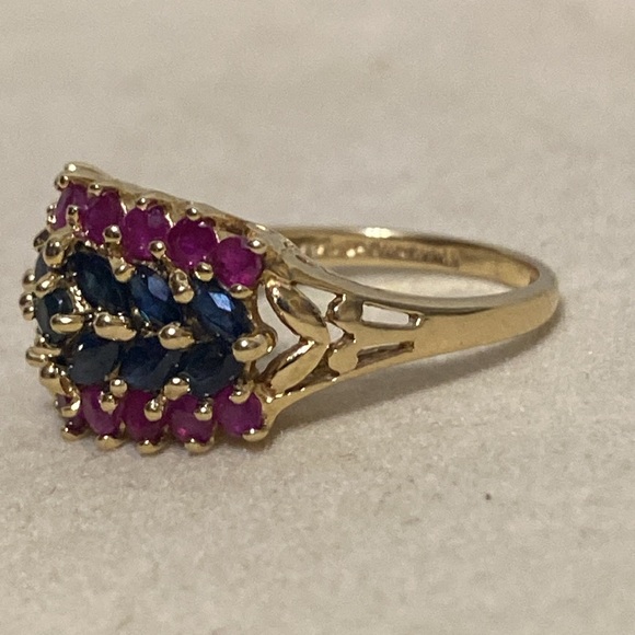14K Gold Sapphire And Ruby Ring - Picture 4 of 10